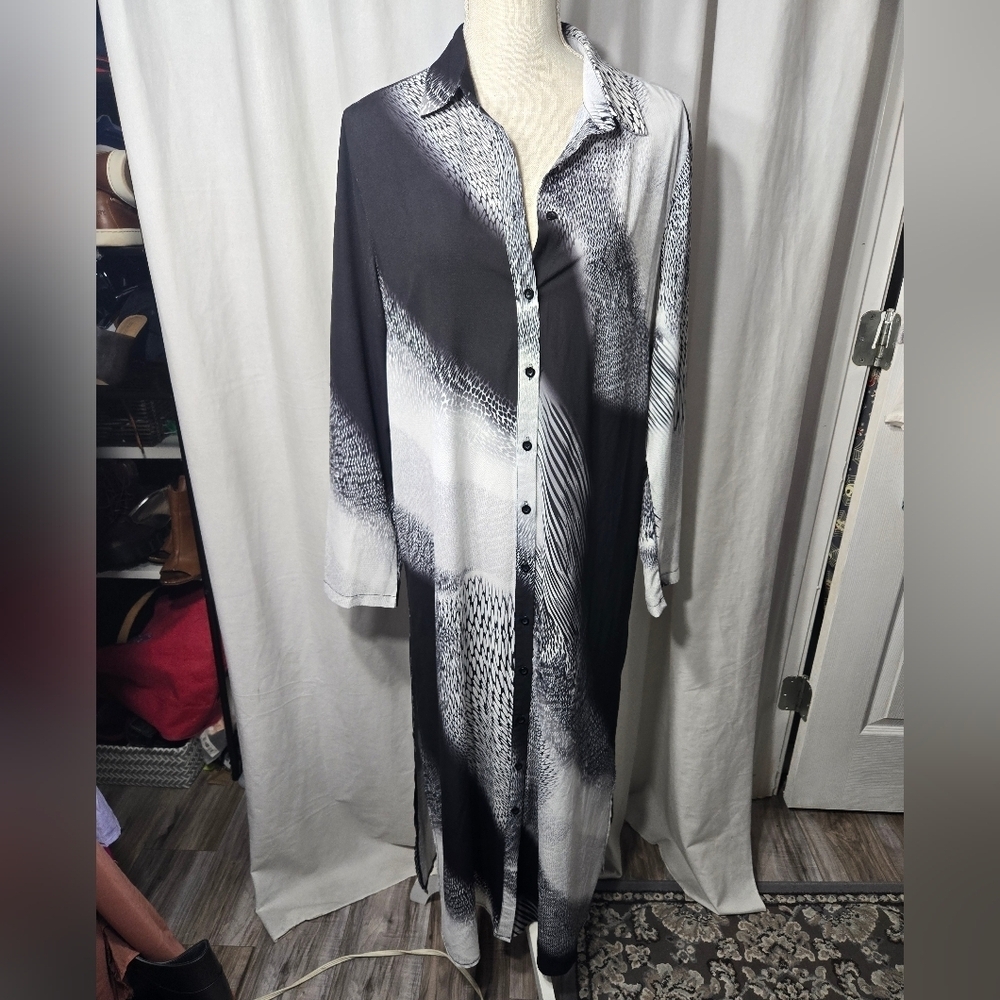 Spicysugar Long Sleeve Midi Dress Button Down Sz 14